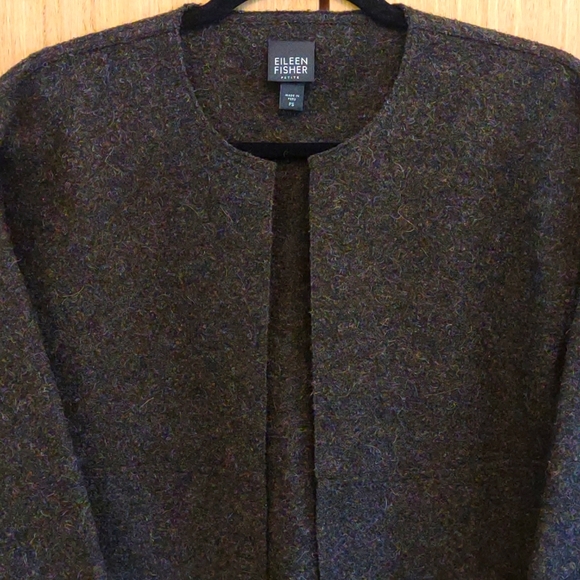 PETITES Eileen Fisher SZ PS Charcoal/60%Alpaca/Wool Jacket. - Picture 3 of 8
